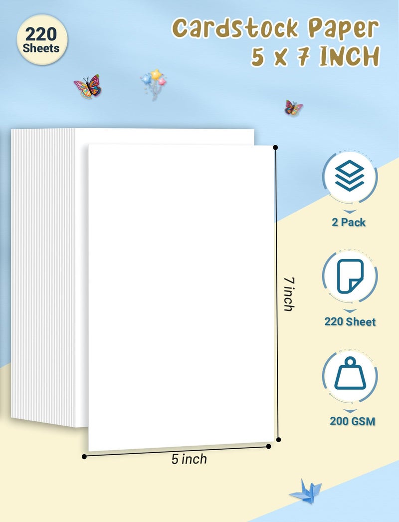 Aidunmis 220 Sheets 5x7 Cardstock Paper, White Cardstock Printer Paper 5x7, 200 GSM Thick Card Stock, Printable Cardstock 5 x 7 for DIY Crafts, Greeting Cards, Wedding Invitations - Image 2